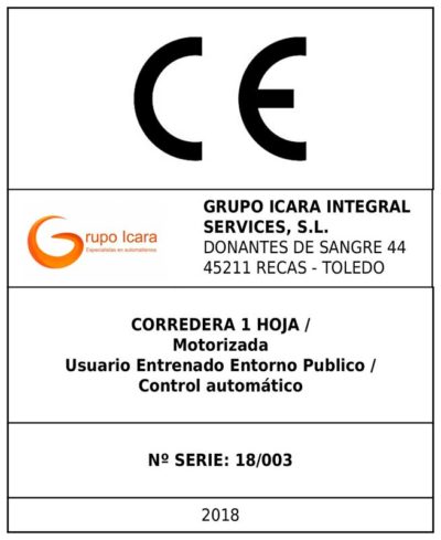 Marcado CE obligatorio en puertas de garaje - marcado ce GI Etiqueta de Marcado CE GRUPO ICARA