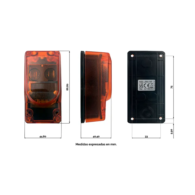 Fotocélula de reflexión polarizada Geba LS 6P - fotocelula ls 6p medidas Fotocélula de reflexión polarizada Geba LS 6P - Imagen 2