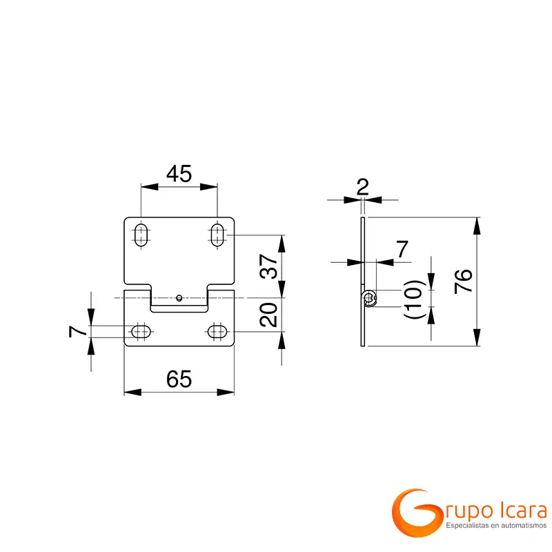 Bisagra intermedia para puertas seccionales - medidas bisagra intermedia puerta seccional Medidas bisagra intermedia para puerta seccional