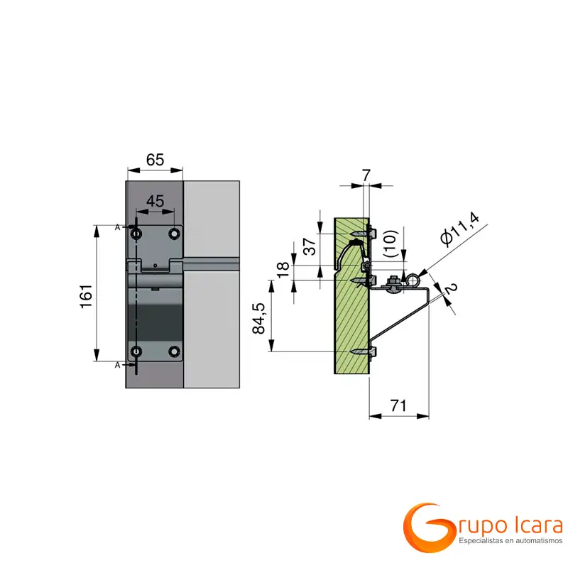 Bisagra lateral para puertas seccionales - medidas bisagra lateral seccional Medidas bisagra lateral para puertas seccionales
